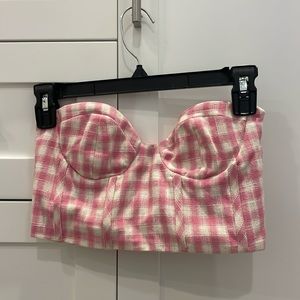 Zara Pink and White Mini Strapless Top